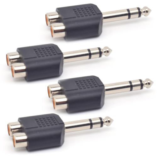 Adaptador 6.35mm estéreo macho a 2 RCA hembra pack x4 miniatura 1