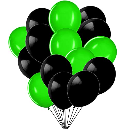 Globos verdes y negros, globos verdes y negros, globos de helio de 12 pulgadas, globos de cumpleaños, bodas, fiestas, decoración de 50 unidades Cover