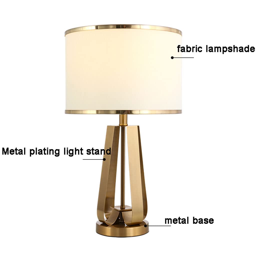 SYALEO Lámpara de Mesa Moderna, lámpara de mesita de Noche con Pantalla de Tambor Blanco y Metal Dorado, lámpara de Noche de Lujo Europea para Dormitorio, hogar, Oficina, Lectura