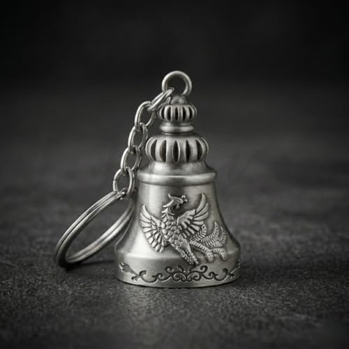 Image of OTTAVO Guardian Bell Keychain, Oxidized Copper, Tibetan Style, 5 cm Height, Good Luck Charm