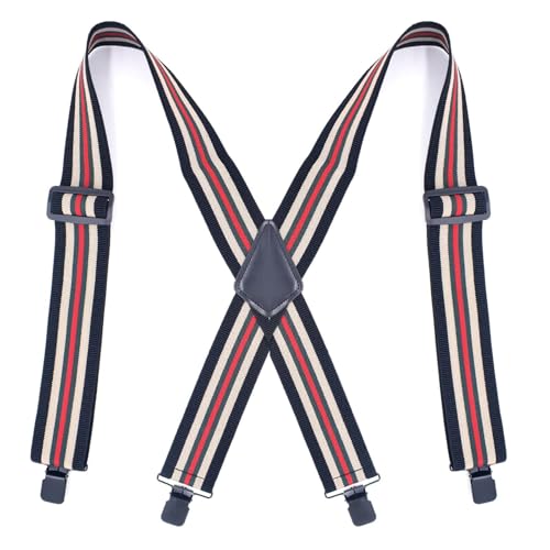 SOYNIA Tirantes Suspender Cinturón De Liga Elástico para Ocio Al Aire Libre Ensanchado para Hombres Adultos con Tirantes De Rayas Negras Beige Y Verdes
