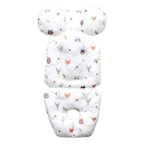 Baby Double Liner Reversible Stroller Car Seat Cushion Pad - Double Sides Breathable Modal & 3D Air Mesh Inserts Bebe Face
