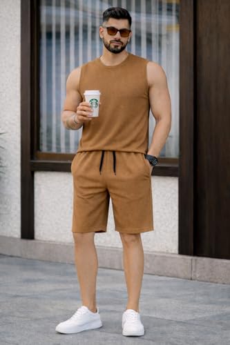 Image of Mack Jonney Men's Cotton Tracksuit | Self Print Stylish Tracksuit with Shorts | Comfortable All-Season Activewear-S246
