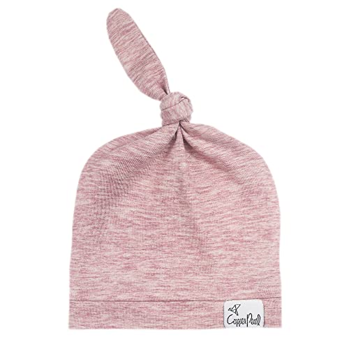 Image of Copper Pearl Baby Beanie Hat Top Knot Stretchy Soft Maeve