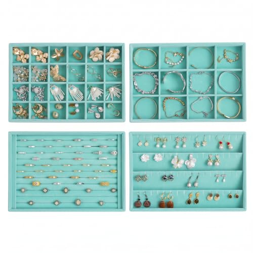 Frebeauty stackable velvet jewelry organizer trays set