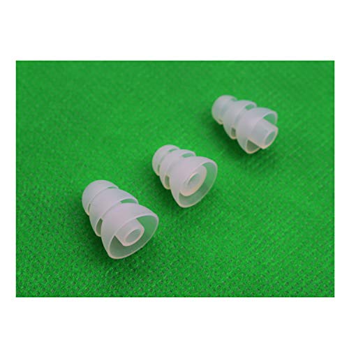 Motanar Triple Flange Ear Tip, 6 Pairs S/M/L Size Triple Three Flange Noise Isolate Silicone Cushion Ear Bud Tips with 4mm Connector Hole, Fit for Most in Ear Earphone (Clear(SML))