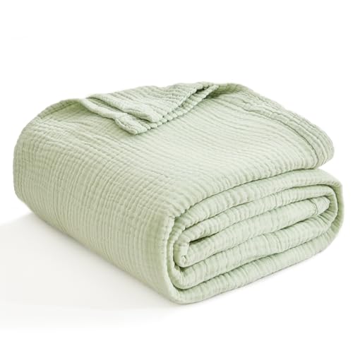 EMME Muslin Baby Blankets 100% Cotton 4-Layer Swaddle 40"x50" Lightweight Soft Breathable for Toddler, Infant, Newborn All Season Gauze Blanket, Mint Green
