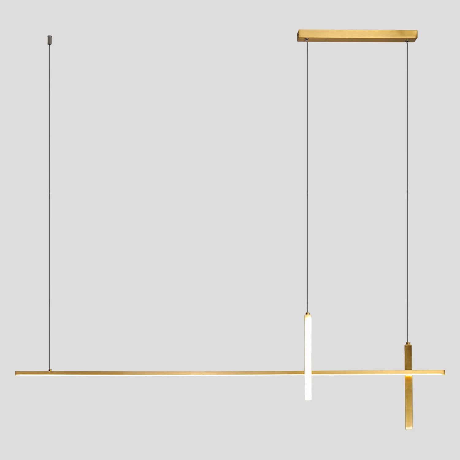 KCO Gold Linear Pendant Lighting Modern LED Dimmable Chandelier Kitchen Island Light Mid Century Sputnik Chandelier Minimalist Adjustable Hanging Lamp for Dining Living Room Gold-B