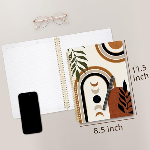 Image of Cute Spiral Notebook 8.5 x 11 lined Journal A4 with Pocket, Boho
