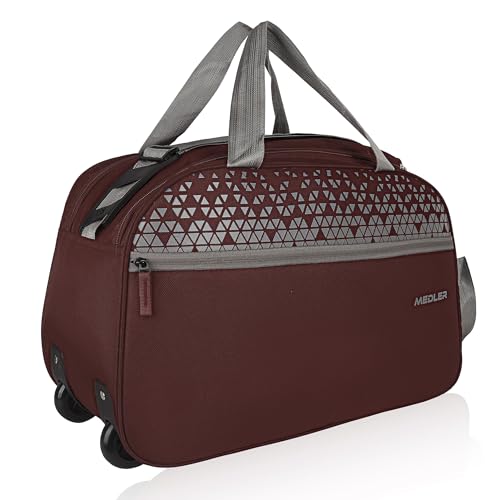 Image of M MEDLER Sentro Wheel Duffle Bag | Waterproof Strolley Duffle Bag | 2 Wheel Duffel Bag | Luggage Bag with Cabin Size & Adjustable Strap - (Brown)