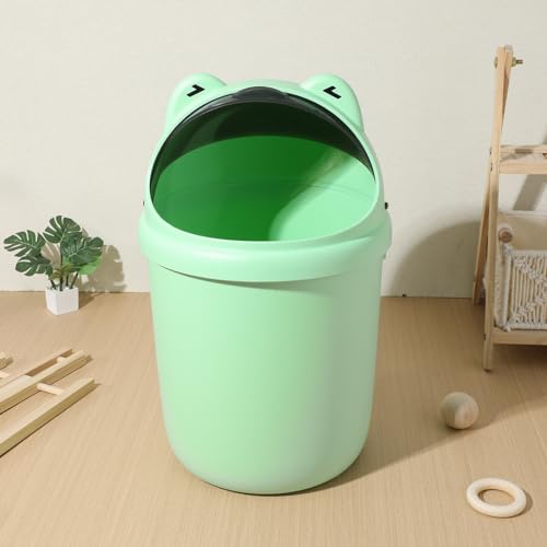 Image of IMIKEYA Mini Frog Trash Can Cute Small Trash Can with Lid Flip Plastic Desktop Waste Basket for Bathrooms, Kitchens, Offices, Dressing Table