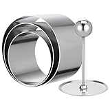 JECOMPRIS 3 Stück Edelstahl Rundes Kaltgericht formset mit Presser Küchenutensil für Anrichteformen Leicht Langlebig und Einfach zu Reinigen für Zuhause und Restaurantgebrauch