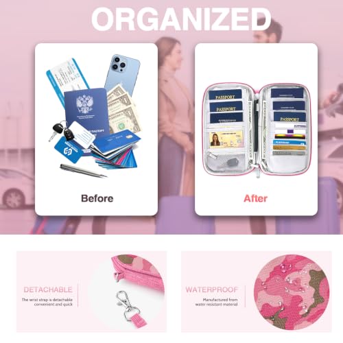 Image of Passport Holder Family, Women Rfid Blocking Passport Wallet, Travel Essentials Premium Wallets, Waterproof Passport Holders Bag for Men Traveling, Travel Document Organizer Credit Cards Case