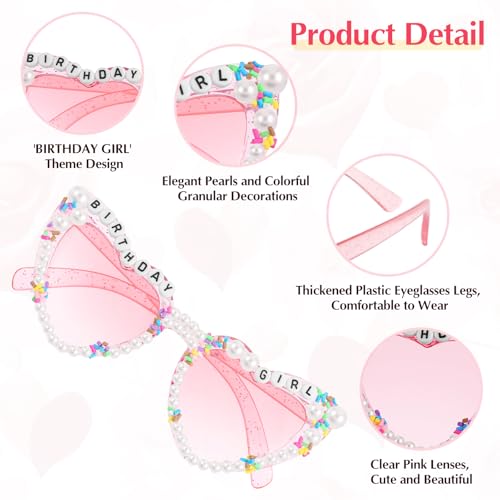 Kerros Birthday Sunglasses for Women - Pink Heart 'Birthday Girl' Sunglasses Happy Birthday Accessories3