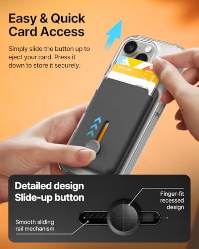 Sinjimoru MagSafe対応 カードケース 薄型 スライドボタン式 最大3枚収納 3100G磁力 交通系ICタッチ対応 iPhone 16/15/14/13/12シリーズ対応 M-Viica Button Wallet ブラック
