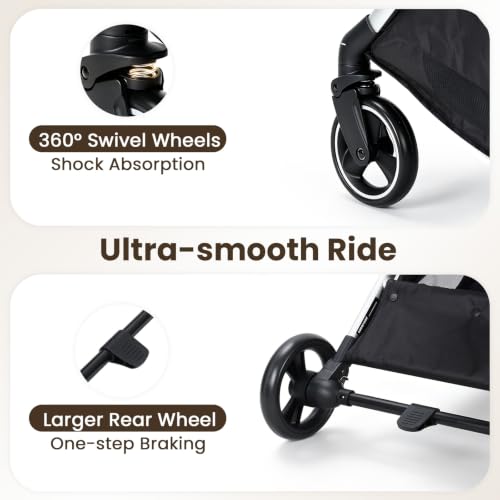 Image of T3 Pro Small Dog Stroller (Beige) | Detachable Carrier, Aluminum Alloy Frame, Easy Assembly, Easy to Store, Larger Rear Wheel, Large Storage Basket