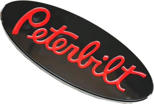 Image of 2pack Name Emblem Plate Custom CNC 6061 Logo Grille Side 3D Badge Replacement for Peterbilt (Black Red)