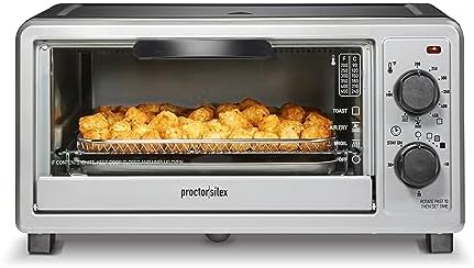 Proctor Silex Simply-Crisp Toaster Oven Air Fryer Combo with 4-in-1 Functionality (Air Fry, Bake, Broil & Toast), 1200 Watts, Fits 4 Slices or Personal Pizza, Auto Shutoff, Black (31265)