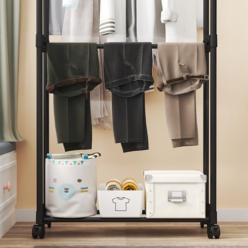 Porte-vêtements roulant robuste penderie mobile chaussures couvertures
