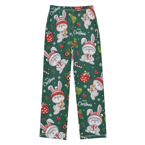 ZZXXB Merry Christmas Bunny Berry Boys Long Pants Soft Trousers Elastic Waist Kids Lounge Bottoms with Pockets S-XL