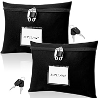 Locking Cash Deposit Bag - 11.4x8.3" Waterproof Money Pouch With 2 Keys (Red Oxford Cloth)