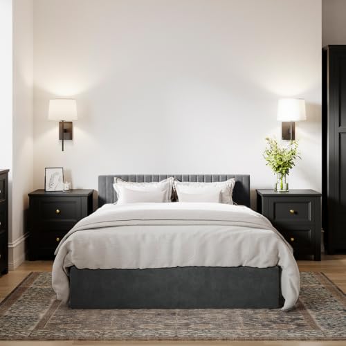 Berlin Ottoman Bed Frame with Gas Lift Storage | Single, Double, King Size, Superking Size (Silver, Double 4FT6)