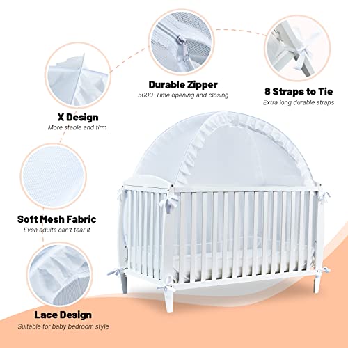 South To East White Baby Crib Tent & White Bed Canopy For Girls With Glowing Stars In The Dark #TOP1