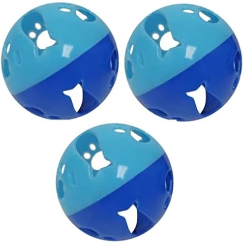 LOVINPUP Cat Ball Toy with Bell Larger Size, Bells Jingle as Balls Roll, 3 Pack, Set of 3 Cat Toys for Small or Large Cats, or Other Animals (Blue - 3 Pack) Cover