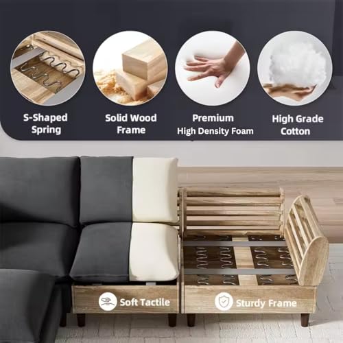Image of Homax. - Jasmine L Shape Model Attractive Sectional Sofa Set with Stunning Smart Center Table for Living Room,Set of 8 Items.Upholstery-Premium Fabric