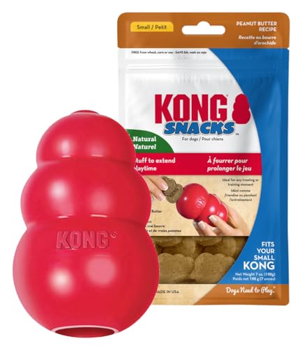 KONG Classic Dog Toy Small Peanut Butter Snacks Dog Treats 7 oz –...