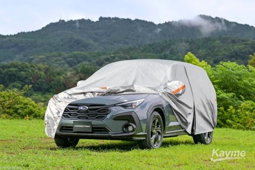Image of Kayme 6 Layers SUV Car Cover Custom Fit for Subaru Crosstrek (2017-2025) Waterproof All Weather for Automobiles, Outdoor Full Cover Rain Sun UV Protection.Silver