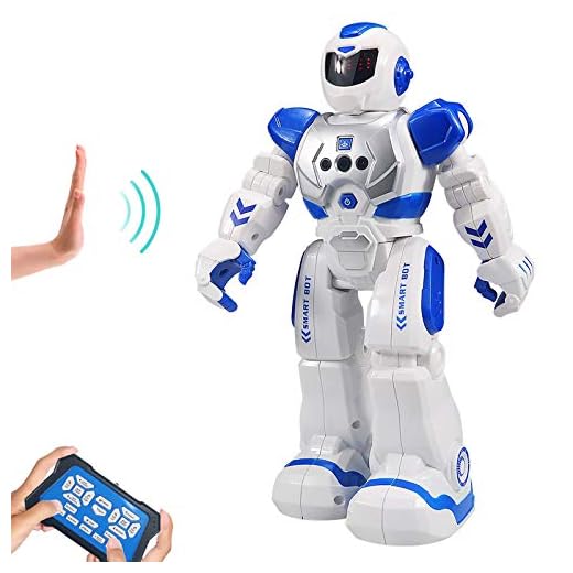 Sikaye RC Robot for Kids Intelligent Programmable Robot with Infrared Controller Toys, Dancing, Singing, Led Eyes, Gesture Sensing Robot Kit, Blue