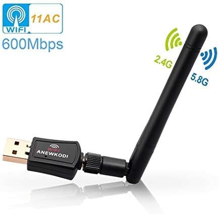 ANEWKODI 600Mbps USB WiFi Adapter USB Wireless Adapter Dual Band 2.4G/5G 600Mbps 802.11 ac/a/b/g/n Wireless Adapter for Desktop/Laptop/PC, Support Windows 10/8/7/Vista/XP/2000/Mac Os