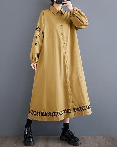 Image of ellazhu Womens Fall Casual Patchwork Funky Long Sleeve Designer Dress Loose Blouse GY2787 A