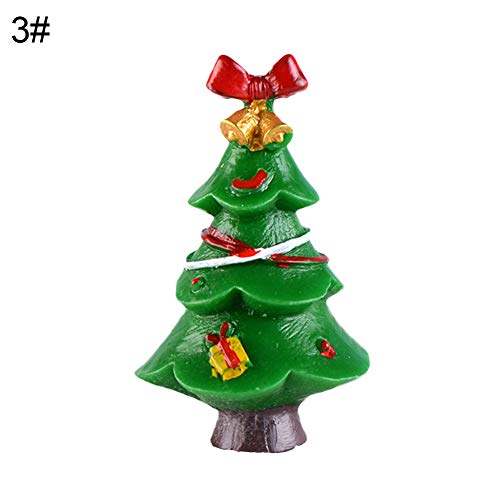 Whiie891203 Miniature Fairy Garden Resin Miniature Santa Tree Figurine Toy DIY Landscape Garden Decor Xmas Gift - 3#