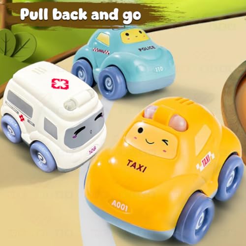 Image of Wembley Pull Back Toy Car For Kids Toddlers 2+ Years With Siren Sound & Light Of Ambulance Police And Fire Brigade Toy Cars With Inbuilt Batteries Birthday Gift For Boys Girls Pack Of 3, Multicolor