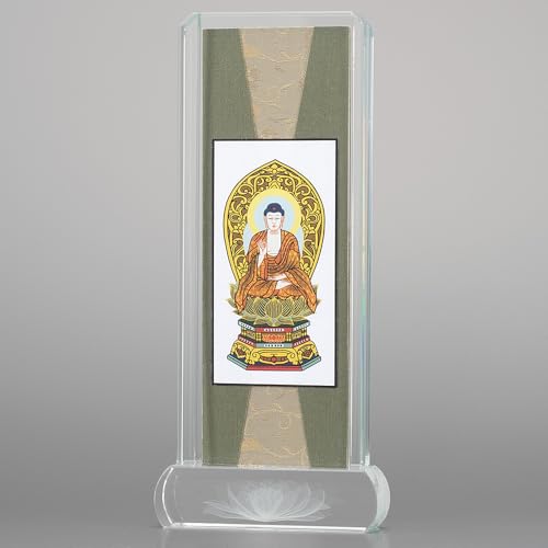 仏壇屋 滝田商店 クリスタル掛軸 座阿弥陀如来 (天台宗) 小 高さ20.6cm×巾9cm 仏壇用 ご本尊 掛け軸 証明書付