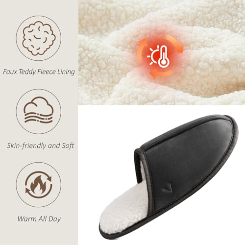 Image of Mens Scuff Slippers Micro Suede Memory Foam Slide Clogs Slip on Indoor Outdoor House Shoes