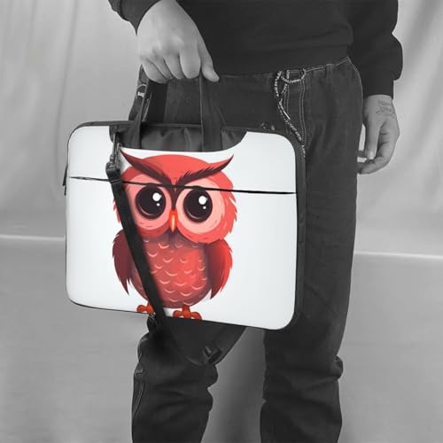 Cute Red Owl Bolsa para Laptop Unisex Negra miniatura 2