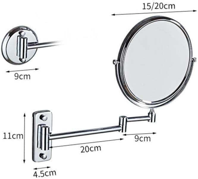 Specchio da parete da 20,3 cm con ingrandimento 3x, specchio da bagno da appendere alla parete, specchio di bellezza (nero)