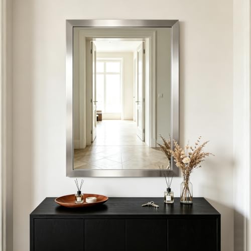 Image of Bathroom Mirror for Over Sink 36x24 Inch Rectangular Wall Mirror, Nickel