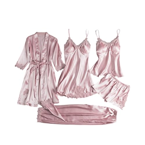 Pyjama Femme Satin Rose S Ensemble Nuit Short Nuisette Soutien-Gorge