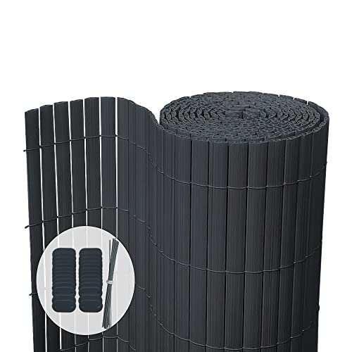 VOUNOT Cañizo Ocultación PVC Doble Cara 90 x 300 cm con Puentes Reforzados, Estera PVC Valla...