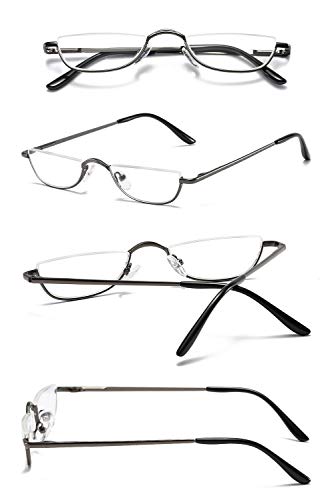 VEVESMUNDO Half Moon Reading Glasses Metal Spring Hinges Metal Semi Half Lens Frame Readers for Men Women - Image 3