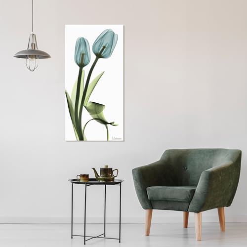 Empire Blue Tulips Tempered Glass Art