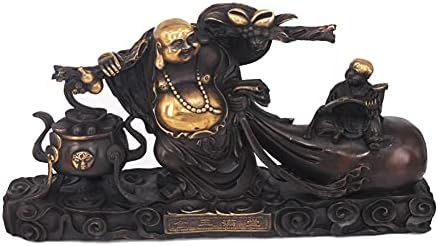 ALDYS Maitreya Buddha Sculpture, Buddhist Classic Buddha Statue Smiling Buddha Model Antique Relic Replica Nostalgic Religious Decoration Collection