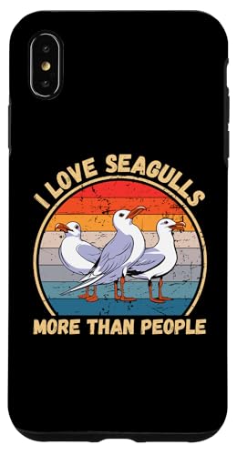Custodia per iPhone XS Max Vintage I Love Seagulls More Than People gabbiani amanti degli uccelli