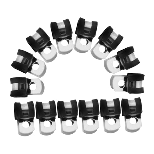Cabilock 20pcs Stainless Steel Cable Clamps Pipe Fastener Clamps Rubber Cushion for Secure Installation