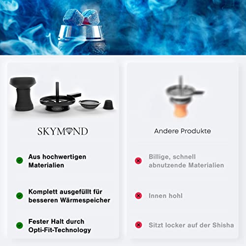 Skymond Shisha Kopf Set mit Sieb, Kopfdichtung und Kaminaufsatz [SpreadHeat-Technology für bessere Hitzeverteilung… – Bild 4