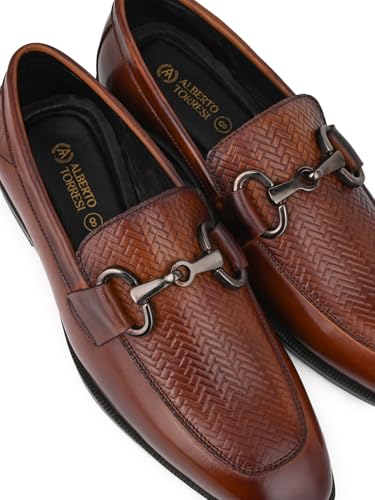 Image of ALBERTO TORRESI Premium Branded Horsebit Formal Leather Loafer with TPR Sole and Heel Support